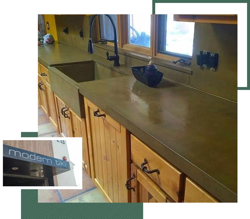 A kitchen with wooden cabinets and a sink.